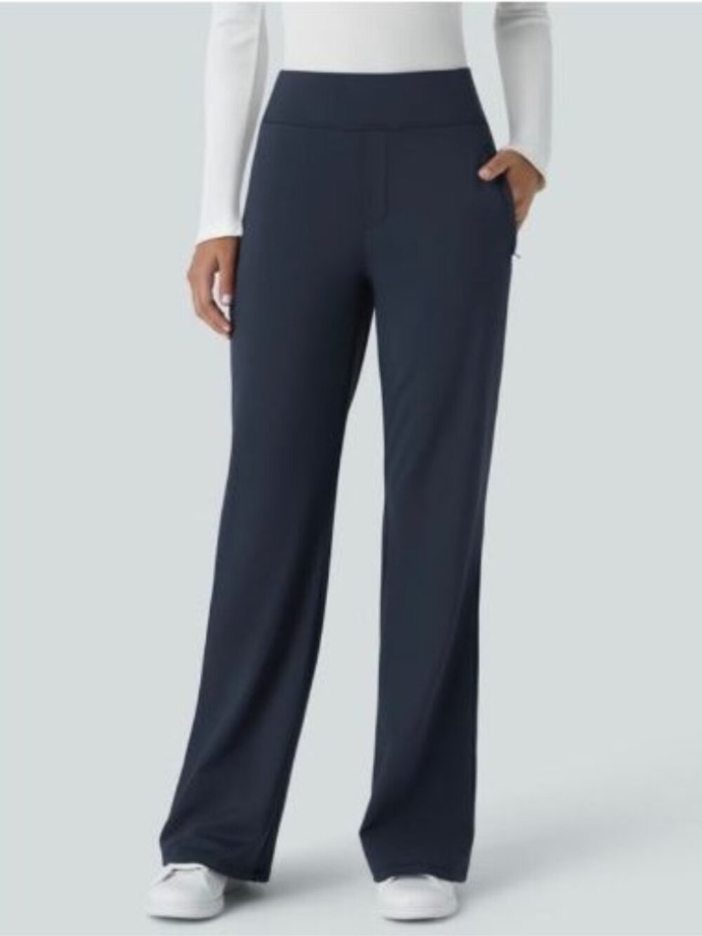 Halara Flex DayStretch Mid Rise Work Flare Pants XL Navy Midnight Blue Stretch